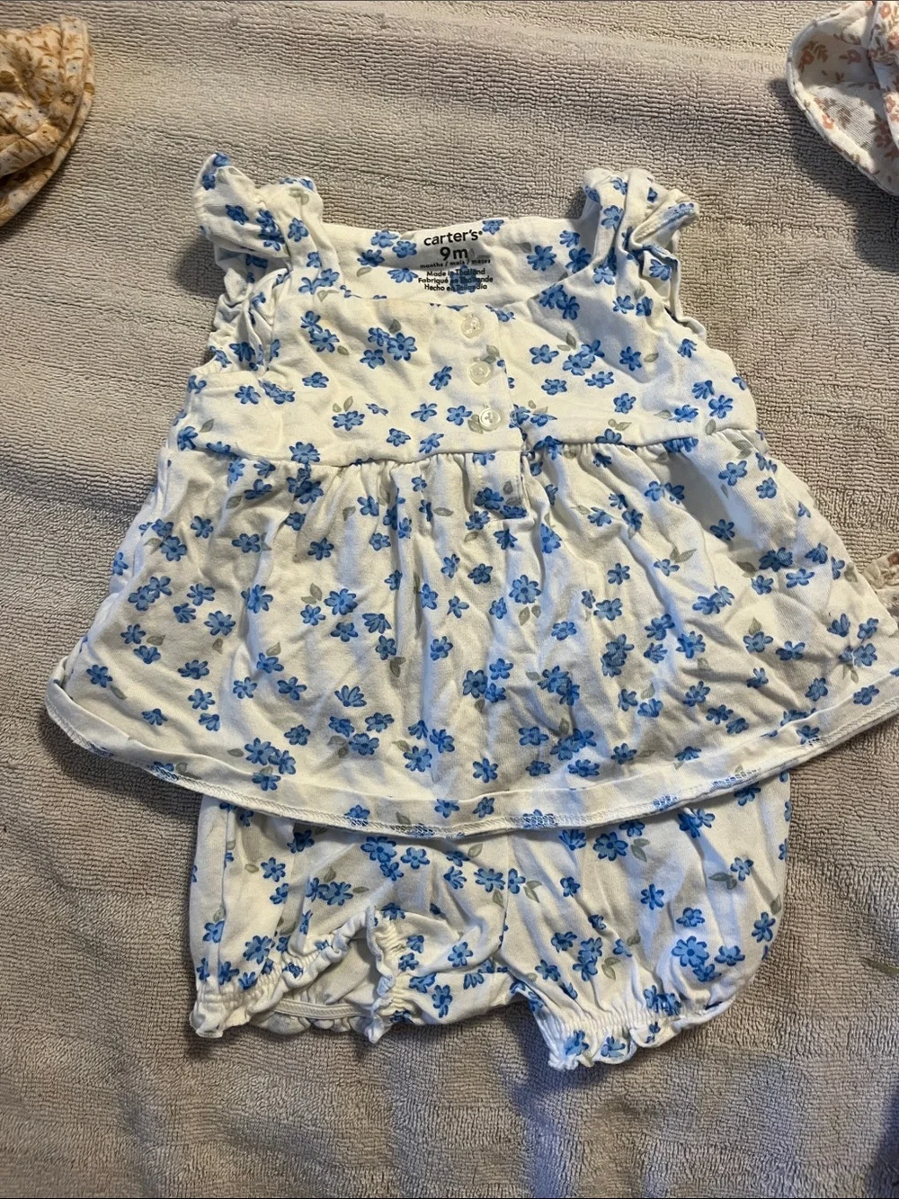 Carter's Floral Baby Girl Camisole Tops & Romper Mix - Blue, Cream, Tan